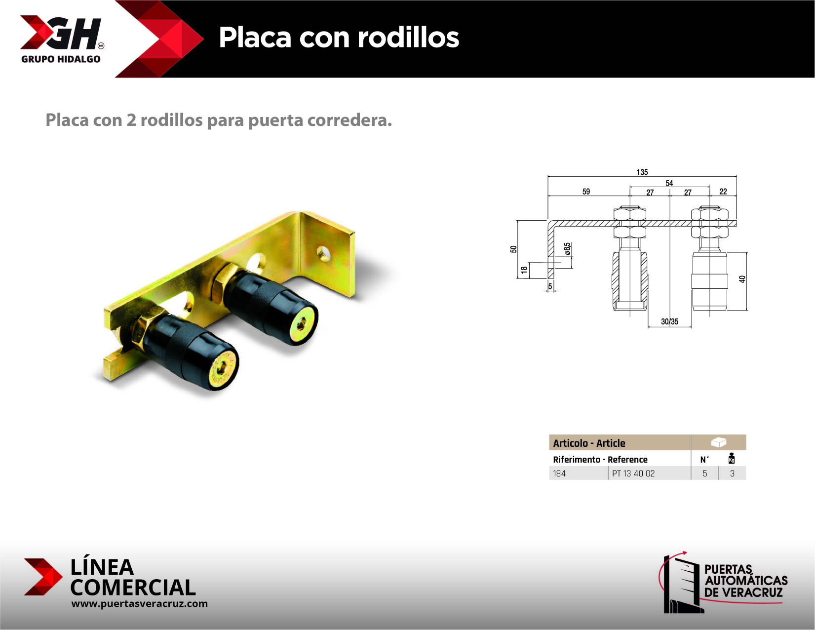 Placa con rodillos
