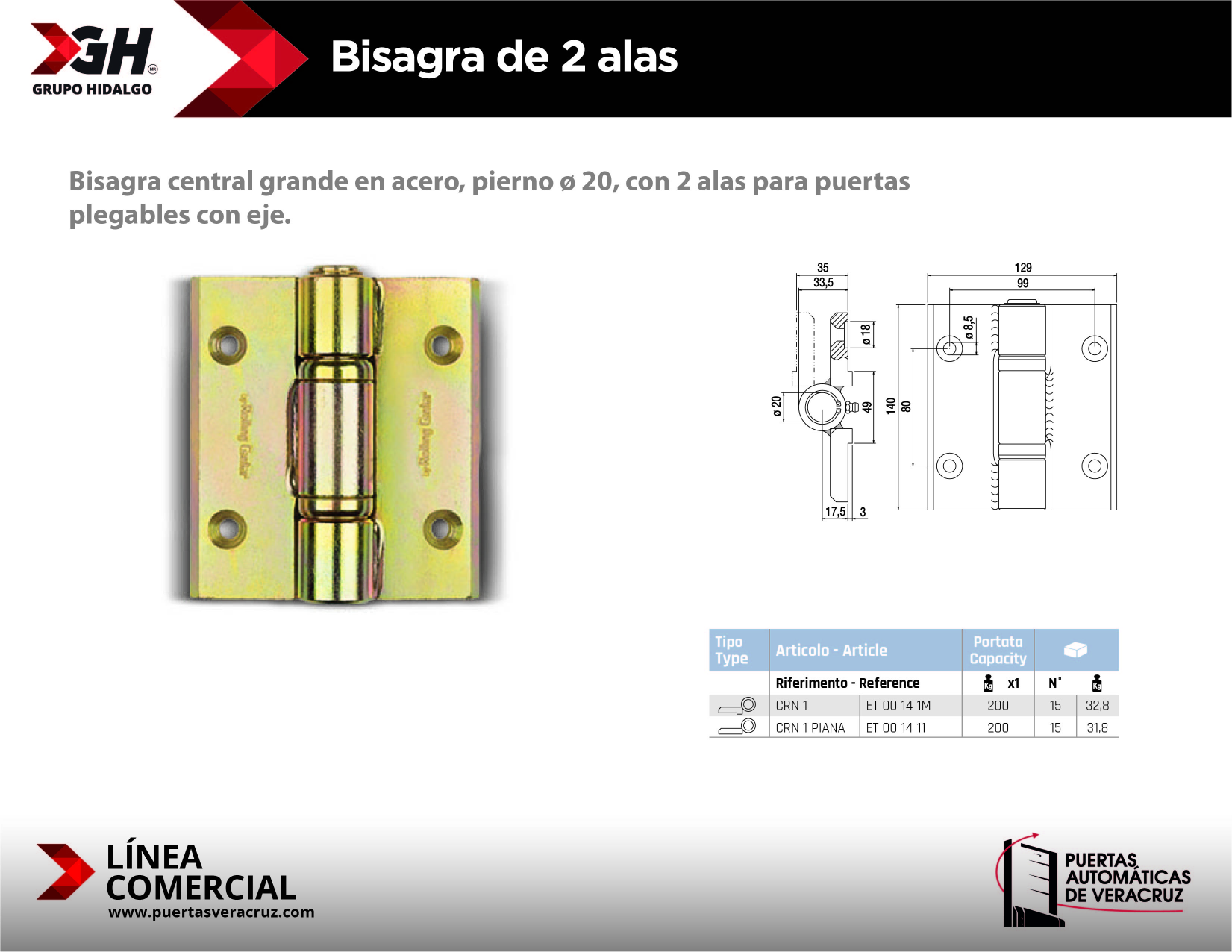 Bisagra de 2 alas